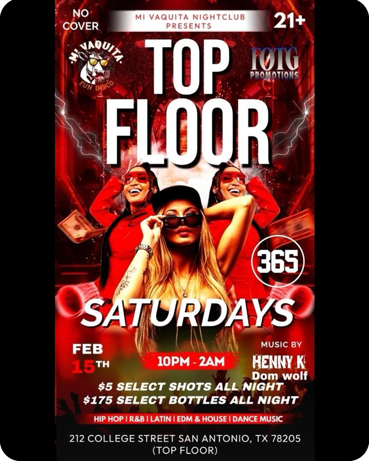 TOP FLOOR SATURDAYS at Mi Vaquita Nightclub – The Ultimate Party Experience!